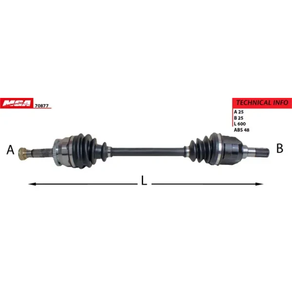 MGA Ön Aks (Sol) – 70877 / OEM 495001R200