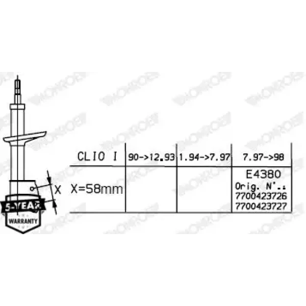 Monroe Ön Amortisör – G7485 / OEM 7700423727