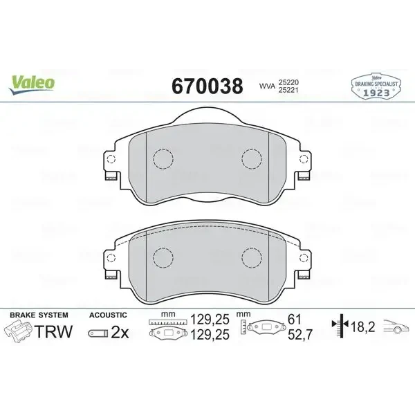 Valeo Ön Fren Balatası – 670038 / OEM 1617273280