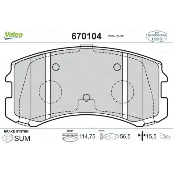 Valeo Ön Fren Balatası – 670104 / OEM MR569224 ürün görseli