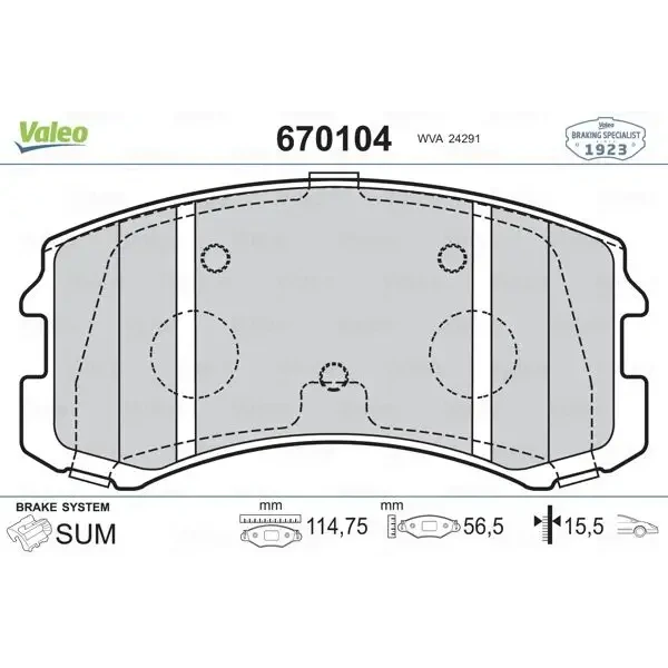Valeo Ön Fren Balatası – 670104 / OEM MR569224