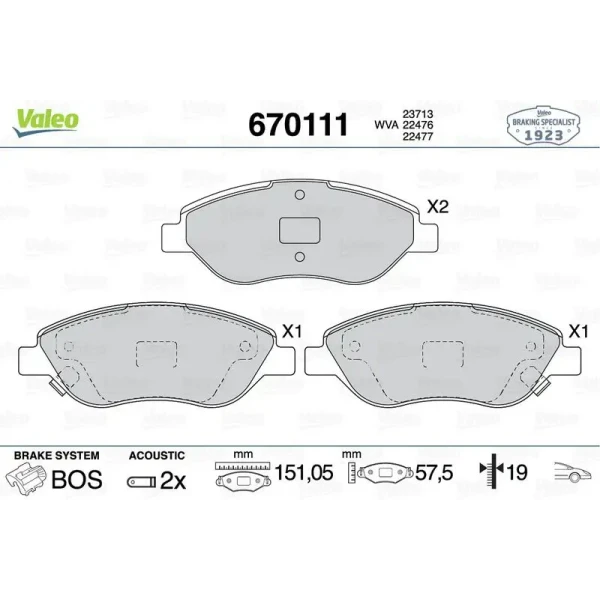 Valeo Ön Fren Balatası – 670111 / OEM 77368553