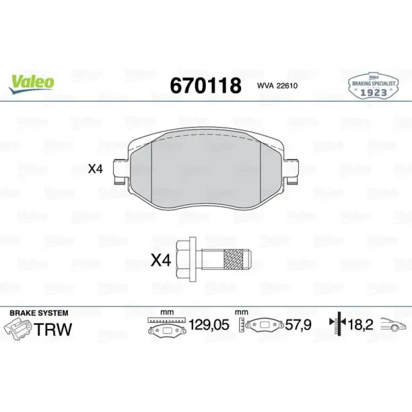 Valeo Ön Fren Balatası – 670118 / OEM 410605929R