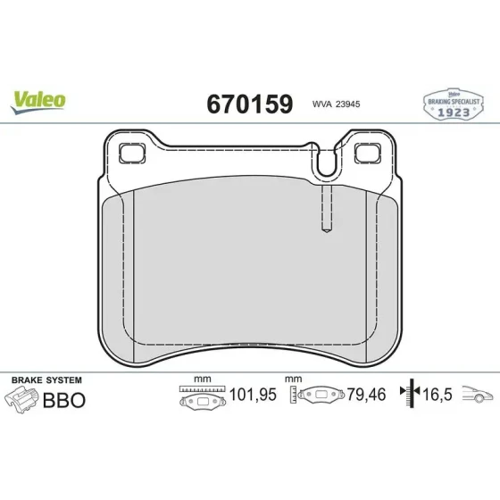 Valeo Ön Fren Balatası – 670159 / OEM A0044205120 ürün görseli