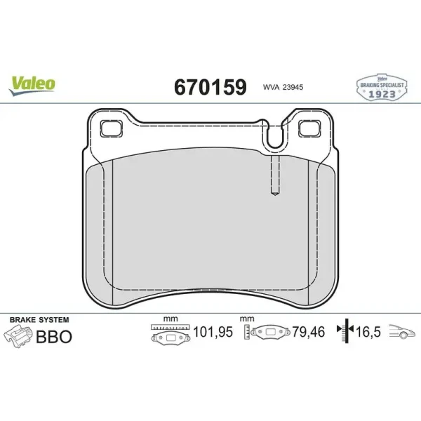 Valeo Ön Fren Balatası – 670159 / OEM A0044205120
