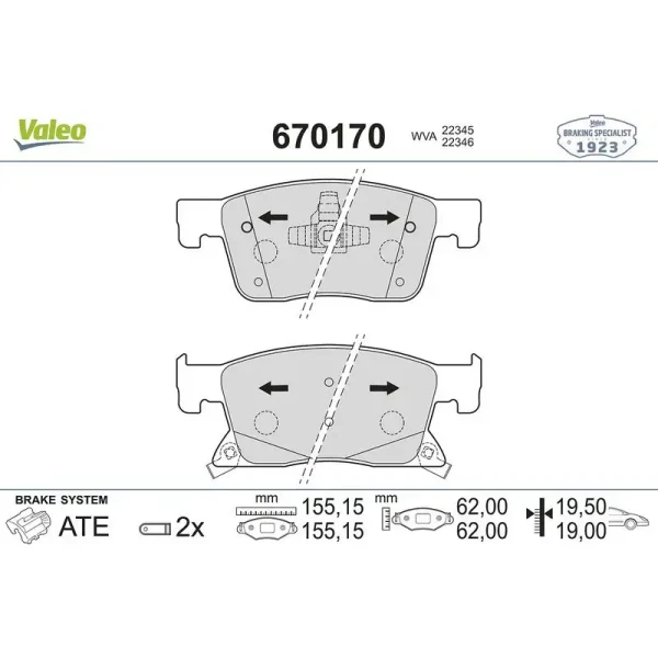 Valeo Ön Fren Balatası – 670170 / OEM 95526567