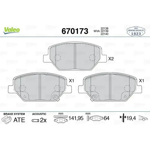 Valeo Ön Fren Balatası – 670173 / OEM 84120877