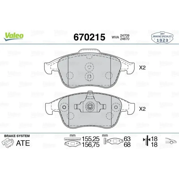 Valeo Ön Fren Balatası – 670215 / OEM 410600032R