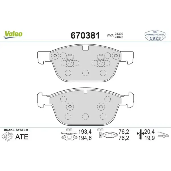 Valeo Ön Fren Balatası – 670381 / OEM 31277334