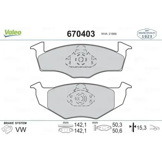 Valeo Ön Fren Balatası – 670403 / OEM JZW698151E ürün görseli