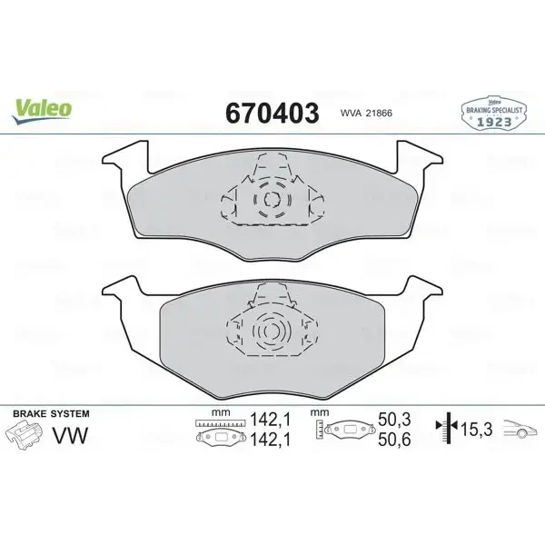 Valeo Ön Fren Balatası – 670403 / OEM JZW698151E