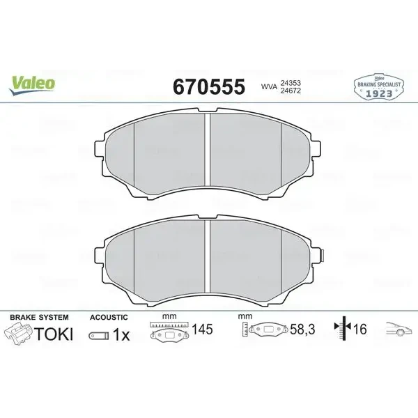Valeo Ön Fren Balatası – 670555