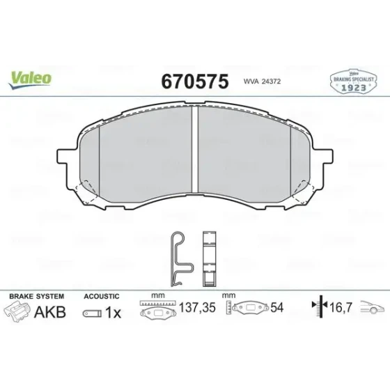 Valeo Ön Fren Balatası – 670575 / OEM 26296AE200 ürün görseli