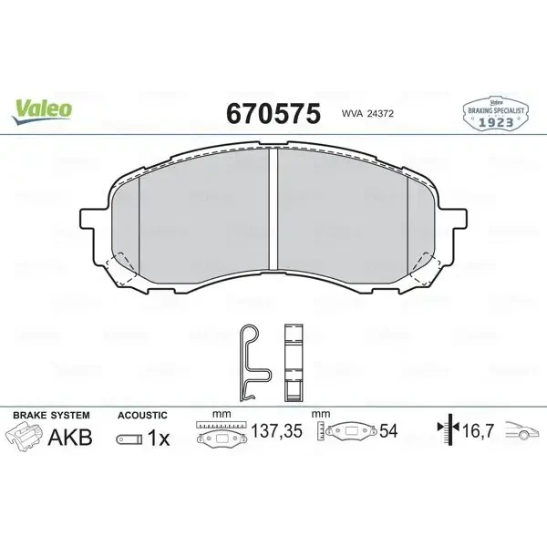 Valeo Ön Fren Balatası – 670575 / OEM 26296AE200