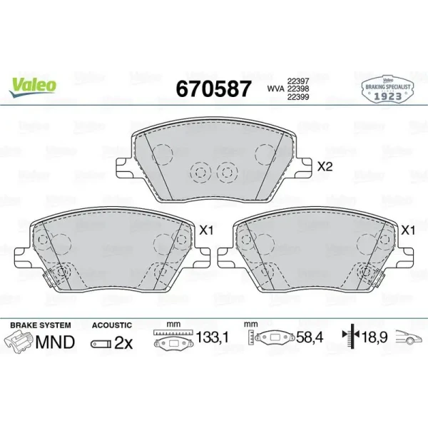 Valeo Ön Fren Balatası – 670587 / OEM 77367910