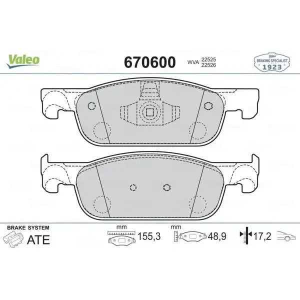 Valeo Ön Fren Balatası – 670600 / OEM 410605536R