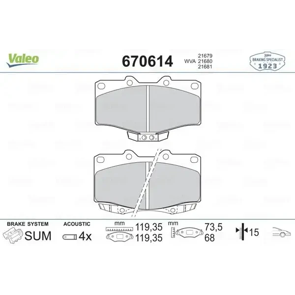 Valeo Ön Fren Balatası – 670614