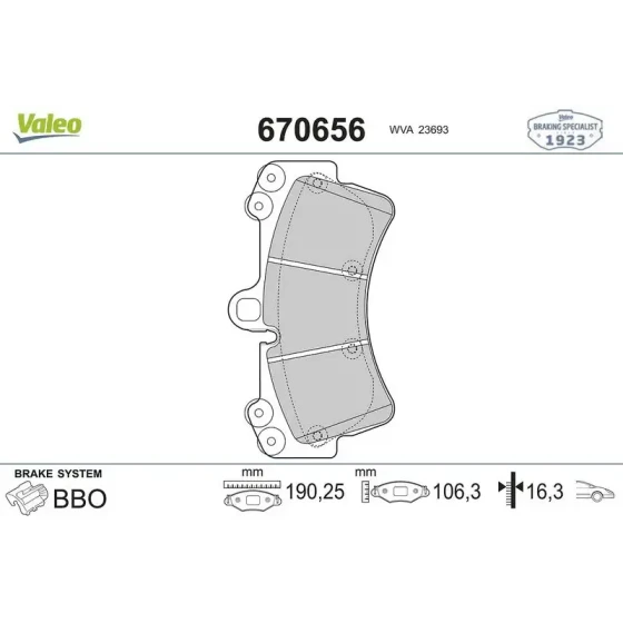 Valeo Ön Fren Balatası – 670656 ürün görseli
