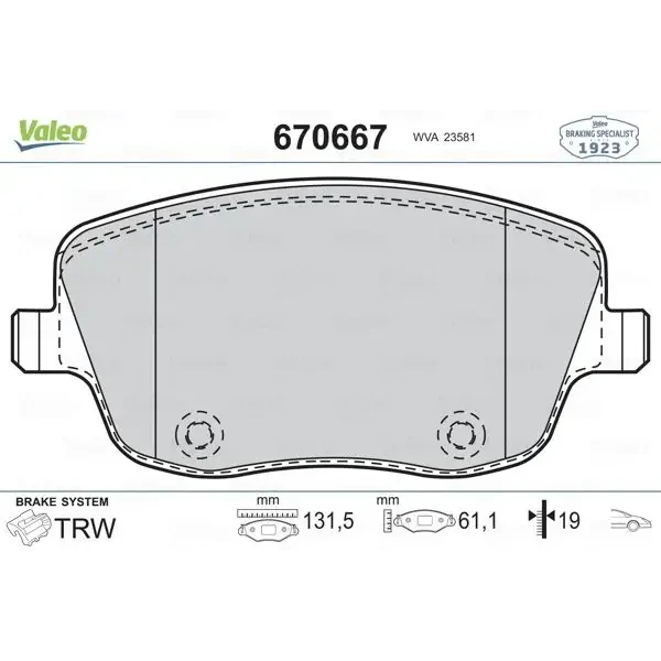 Valeo Ön Fren Balatası – 670667 / OEM 6Q0698151A
