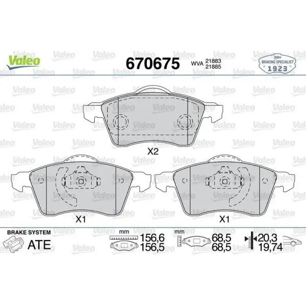 Valeo Ön Fren Balatası – 670675 / OEM 7D0698151E