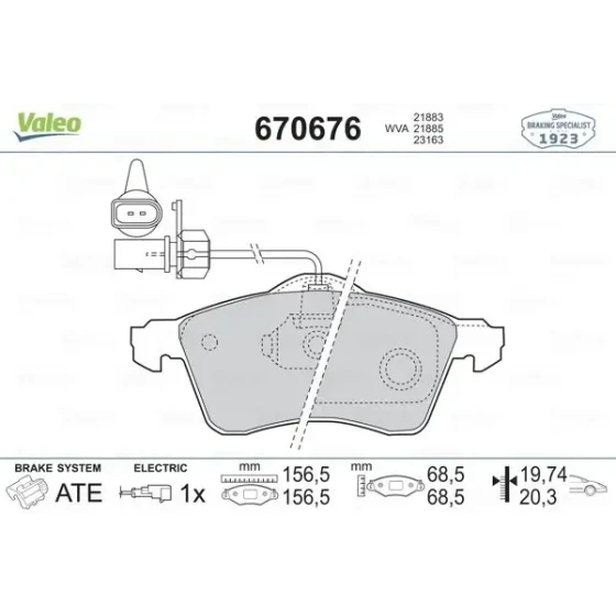 Valeo Ön Fren Balatası – 670676 / OEM 7D0698151F ürün görseli