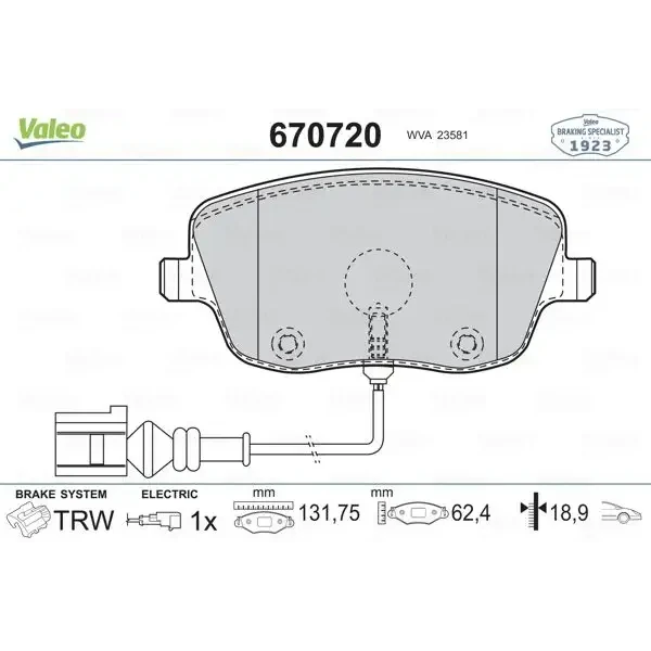 Valeo Ön Fren Balatası – 670720 / OEM 6Q0698151C