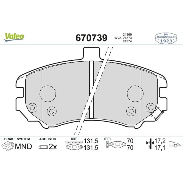 Valeo Ön Fren Balatası – 670739 / OEM 581012DA50