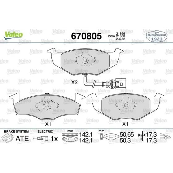 Valeo Ön Fren Balatası – 670805 / OEM 6Q0698151B ürün görseli