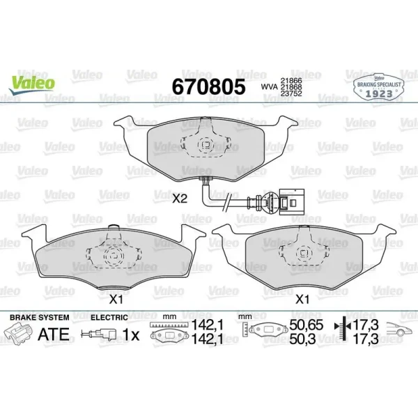 Valeo Ön Fren Balatası – 670805 / OEM 6Q0698151B