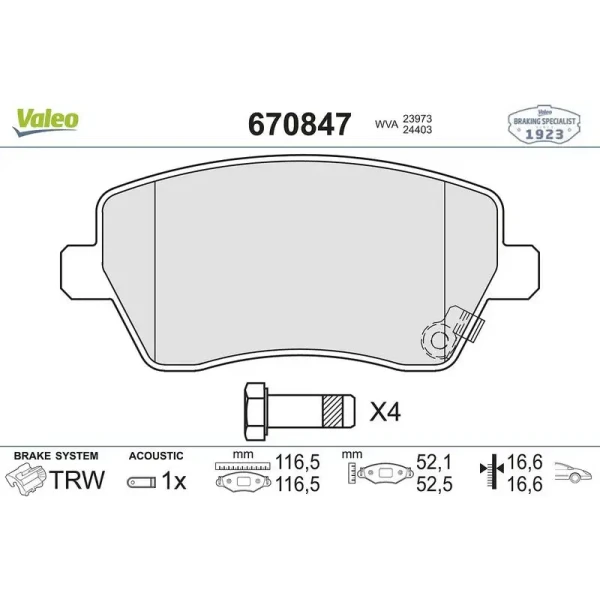 Valeo Ön Fren Balatası – 670847