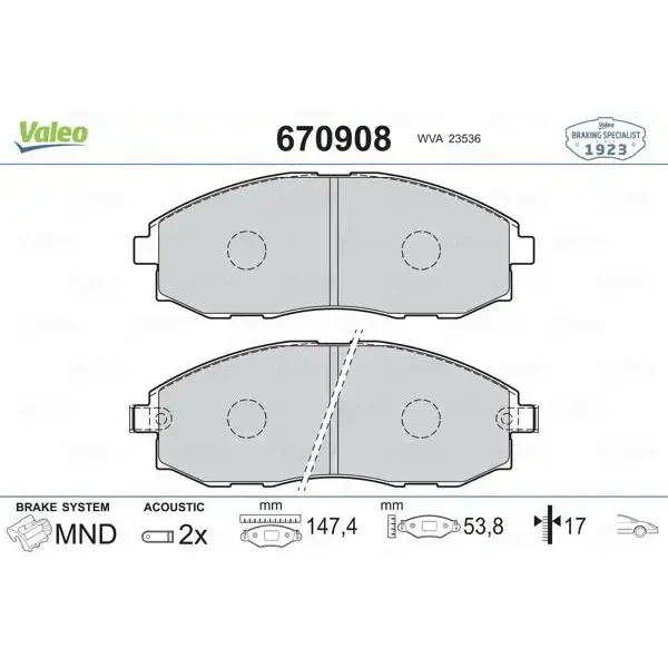 Valeo Ön Fren Balatası – 670908