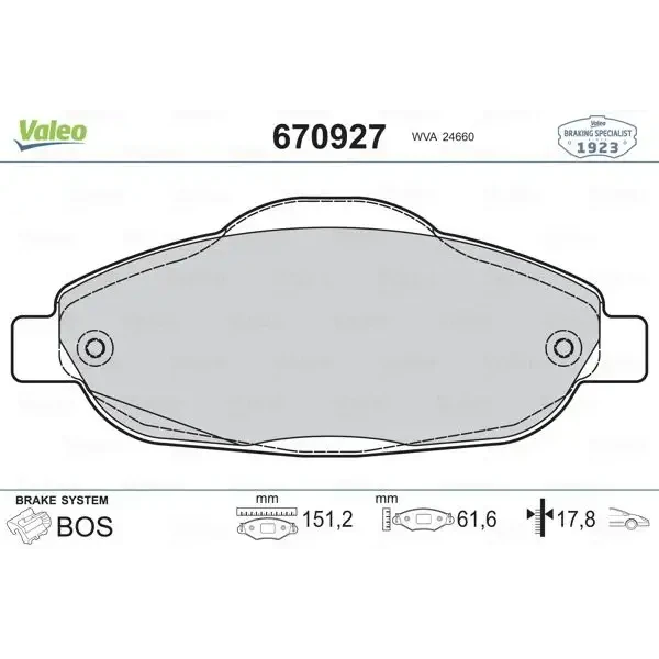 Valeo Ön Fren Balatası – 670927
