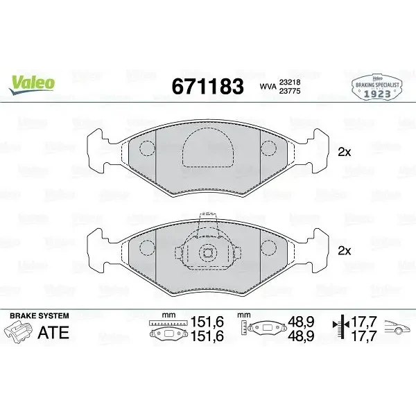 Valeo Ön Fren Balatası – 671183