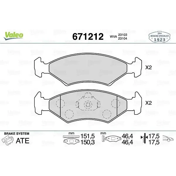 Valeo Ön Fren Balatası – 671212