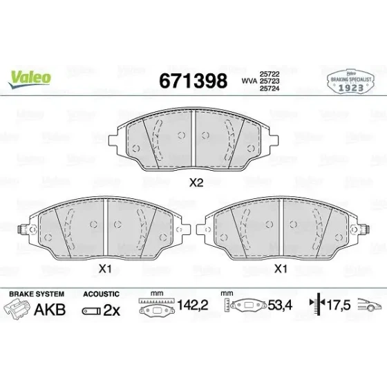 Valeo Ön Fren Balatası – 671398 / OEM 95231012 ürün görseli