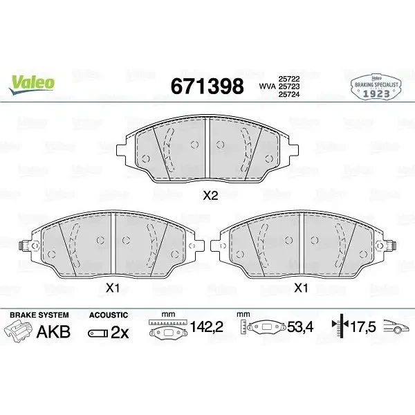 Valeo Ön Fren Balatası – 671398 / OEM 95231012
