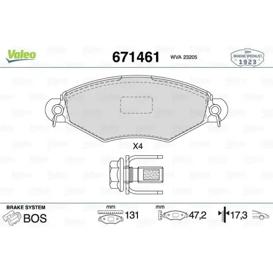 Valeo Ön Fren Balatası – 671461 / OEM 425204 ürün görseli