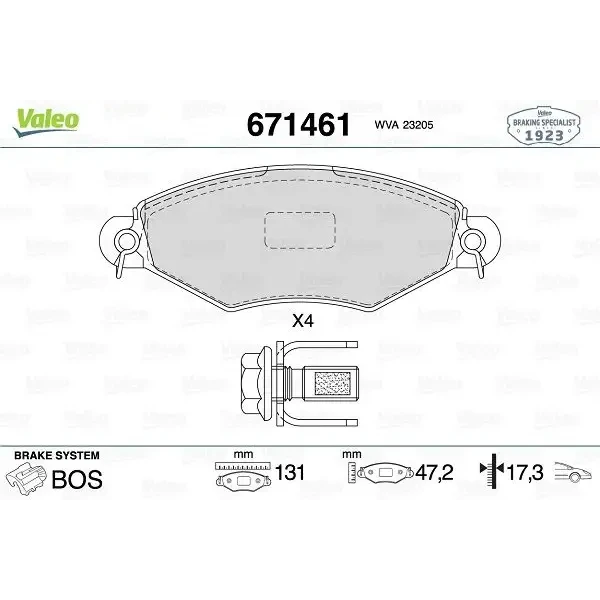 Valeo Ön Fren Balatası – 671461 / OEM 425204