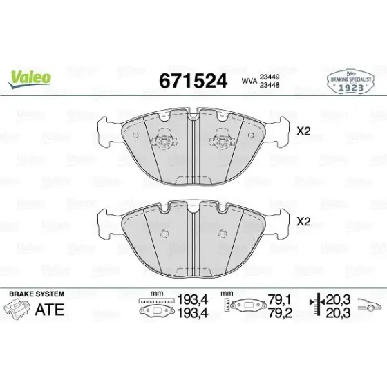 Valeo Ön Fren Balatası – 671524 / OEM 34116756350 ürün görseli