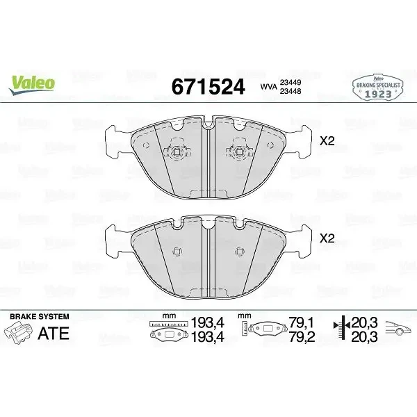 Valeo Ön Fren Balatası – 671524 / OEM 34116756350