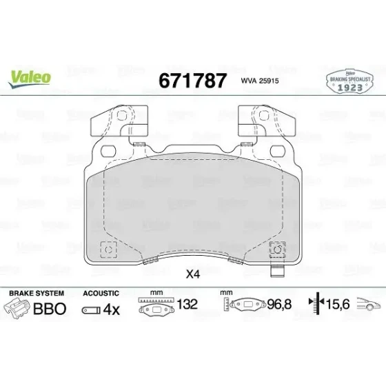 Valeo Ön Fren Balatası – 671787 / OEM 84732488 ürün görseli