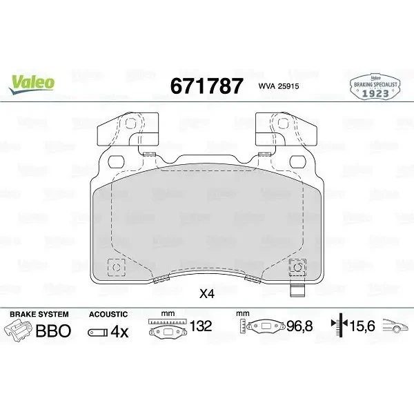 Valeo Ön Fren Balatası – 671787 / OEM 84732488