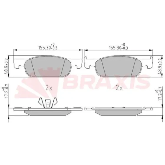 Braxis Ön Fren Balatası – AA0675 / OEM 410605536R ürün görseli