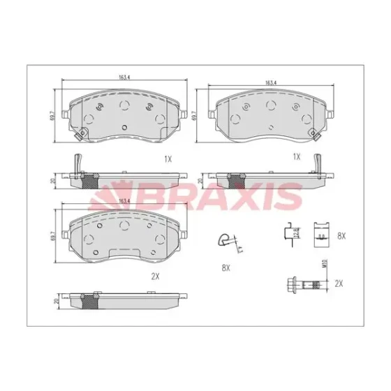 Braxis Ön Fren Balatası – AB0621 / OEM D10605JU0A ürün görseli
