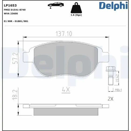 Delphi Ön Fren Balatası – LP1653 ürün görseli