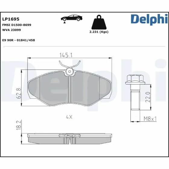 Delphi Ön Fren Balatası – LP1695 ürün görseli