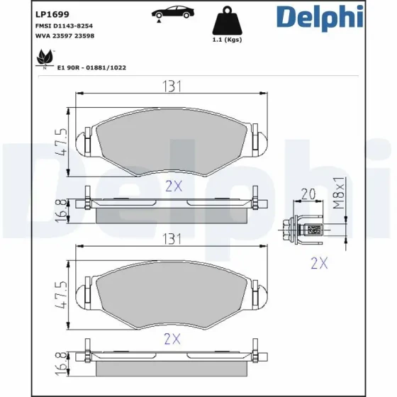 Delphi Ön Fren Balatası – LP1699 ürün görseli