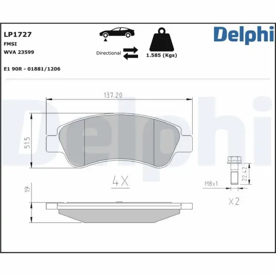 Delphi Ön Fren Balatası – LP1727 ürün görseli