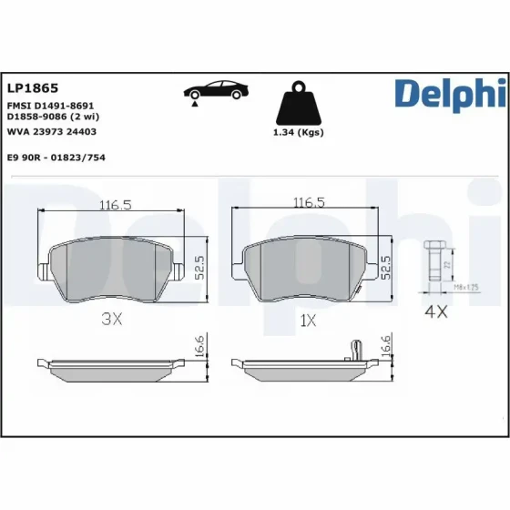 Delphi Ön Fren Balatası – LP1865 ürün görseli