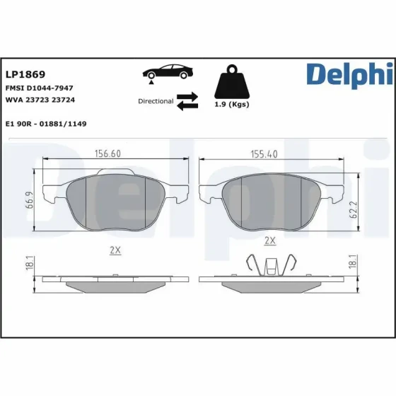 Delphi Ön Fren Balatası – LP1869 ürün görseli